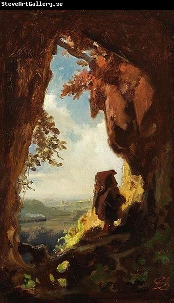 Carl Spitzweg Gnome watching railway train